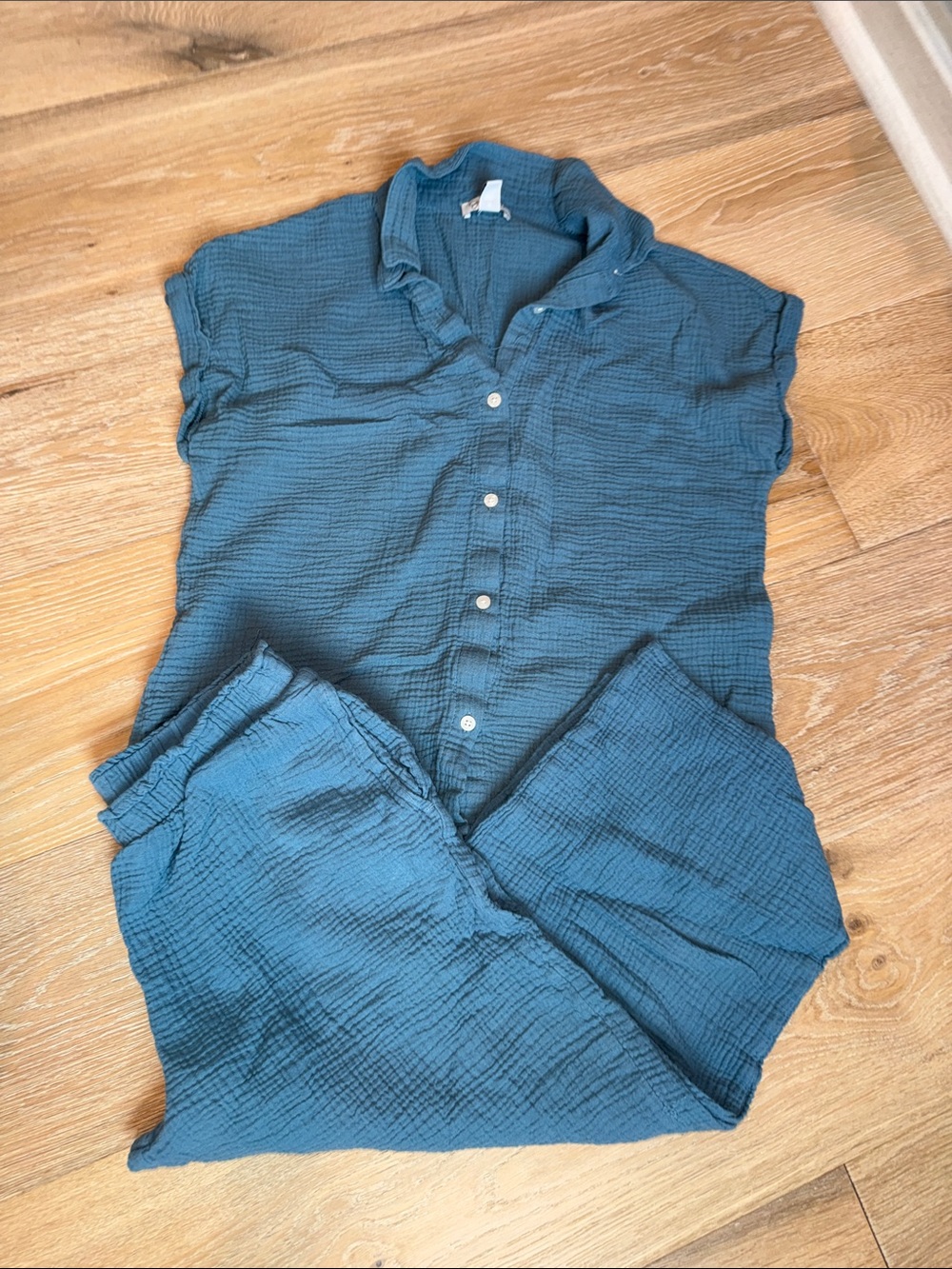 Jessica Simpson Light Teal Textured Gauze Top & Pants Set Sz small